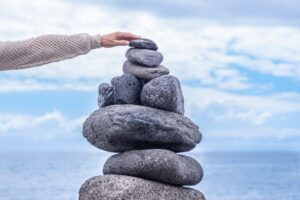 Stones tower on the coast